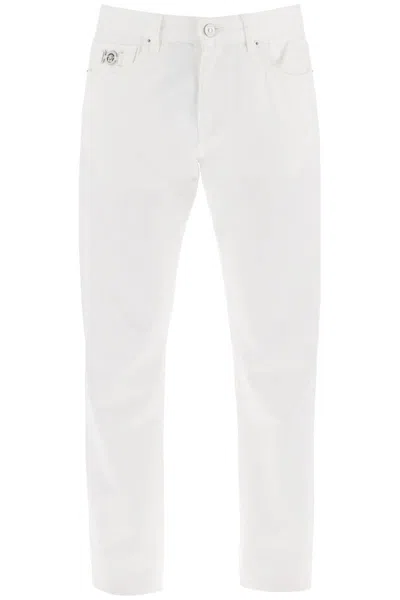 Shop Versace Medusa Regular Jeans In Bianco