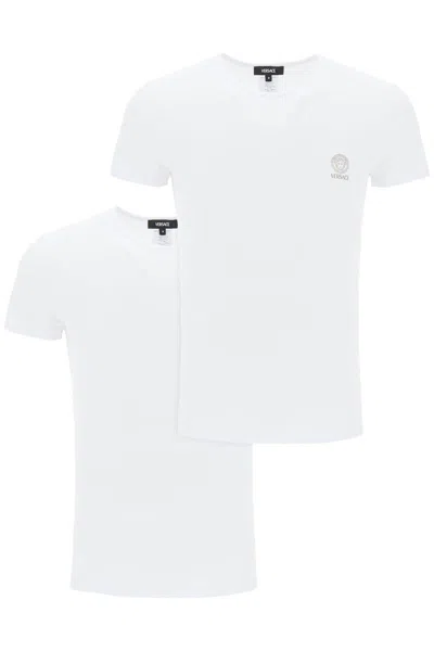 Shop Versace Medusa Underwear T-shirt Bi-pack In Bianco