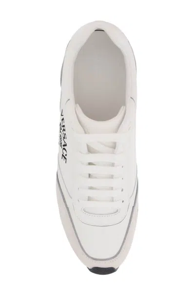 Shop Versace Milano Runner Sneakers In Bianco