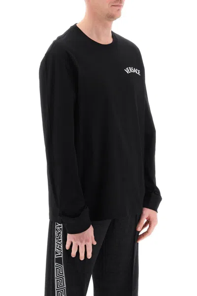 Shop Versace Milano Stamp Long-sleeved T-shirt In Nero