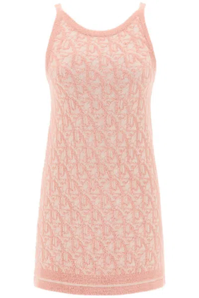 Shop Palm Angels Monogram Knitted Mini Dress In Rosa