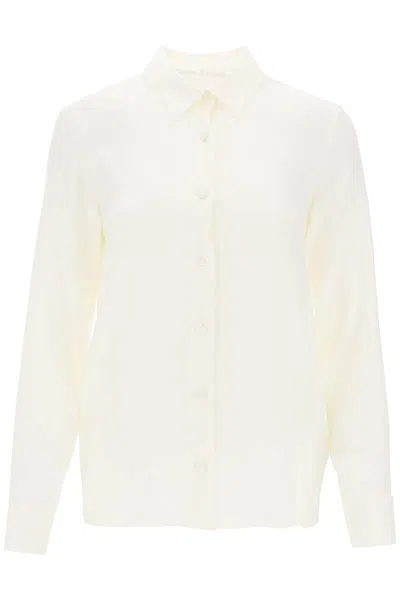 Shop Palm Angels Monogram Satin Shirt In Bianco