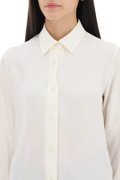 Shop Palm Angels Monogram Satin Shirt In Bianco