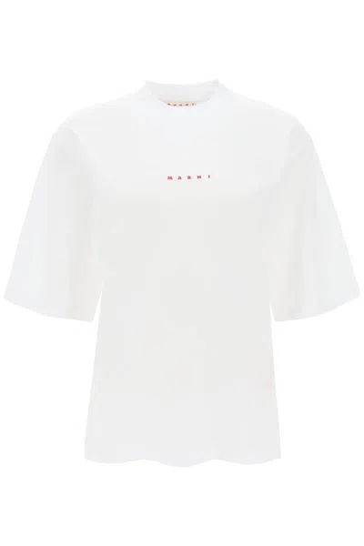 Shop Marni Organic Cotton T-shirt In Bianco