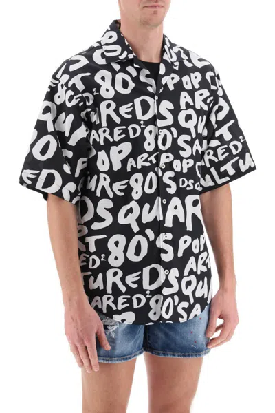 Shop Dsquared2 Popo 80's Bowling Shirt In Nero