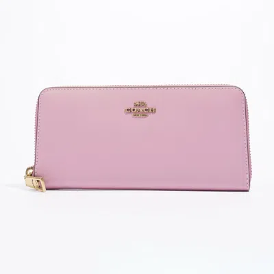 Shop Coach Accordion Zip Wallet Leather In Pink