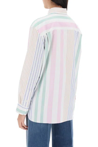 Shop Apc Sela Striped Oxford Shirt In Multicolor