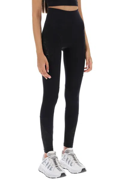 Shop Versace Sports Leggings With Lettering In Nero