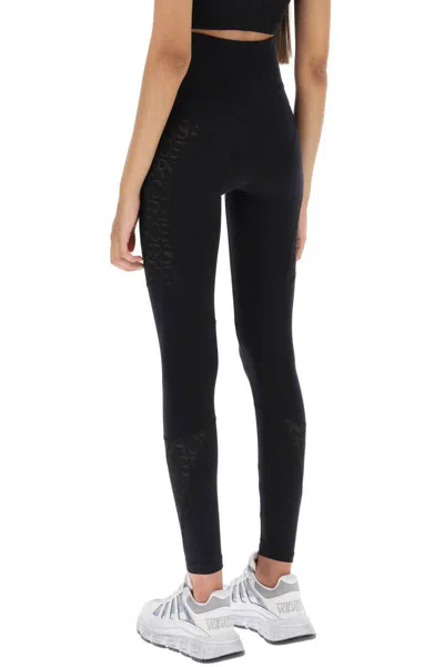 Shop Versace Sports Leggings With Lettering In Nero