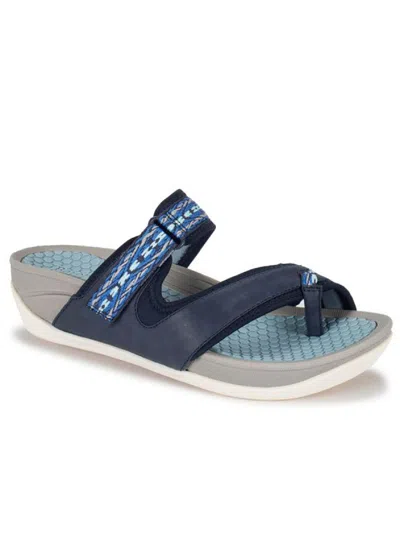 Shop Baretraps Deserae Womens Faux Leather Slip On Sport Sandals In Blue