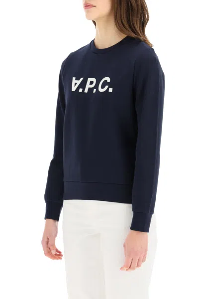 Shop Apc Sweatshirt Logo In Blu