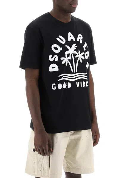 Shop Dsquared2 T-shirt With Logo Print In Nero