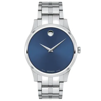 Shop Movado Men's Classic Blue Dial Watch In Silver