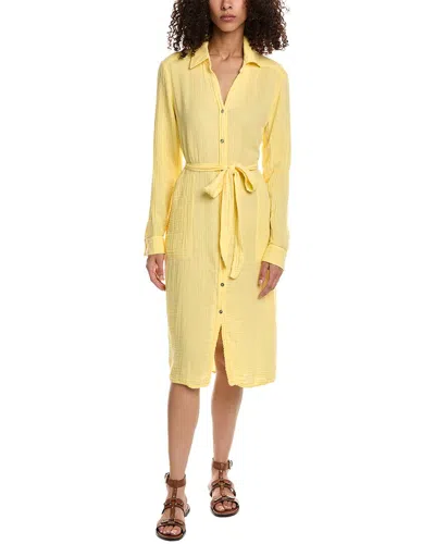 Shop Michael Stars Cleo Button-down Shirtdress In Yellow