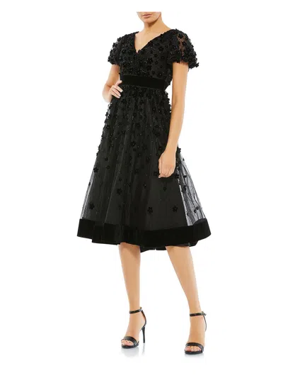 Shop Mac Duggal Womens Embellished Midi Cocktail And Party Dress In Black