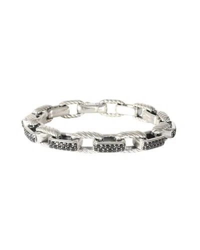 Shop David Yurman Royal Cord Bracelet In Sterling Silver 7 Black Diamonds 3/1 Ctw