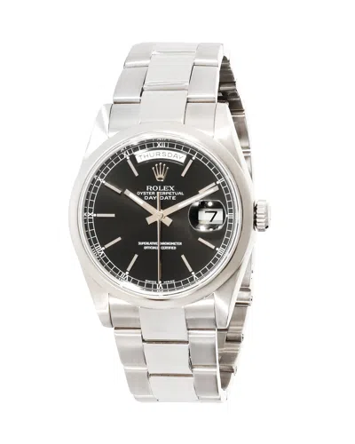 Shop Rolex Day-date 118209 Men's Watch In 18kt White Gold In Silver