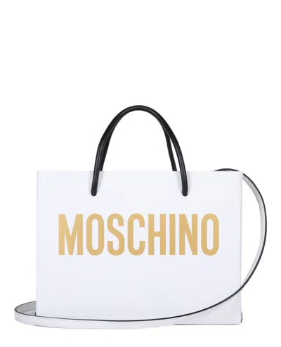 Shop Moschino Logo Tote In White