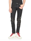 SAINT LAURENT Leather-Detail Moto Jeans