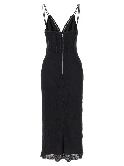 Shop Dolce & Gabbana Lace Longuette Dress Dresses Black