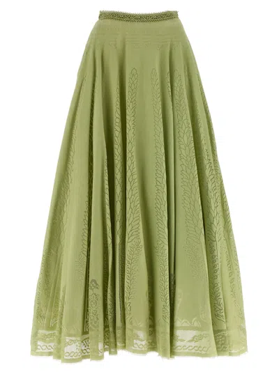 Shop Giambattista Valli Openwork Fabric Midi Skirt Skirts Green