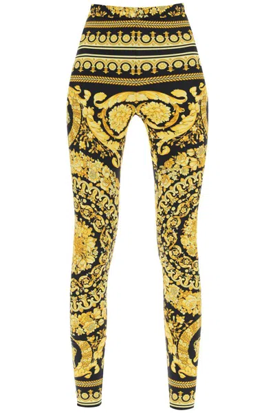 Shop Versace Barocco Leggings In Nero