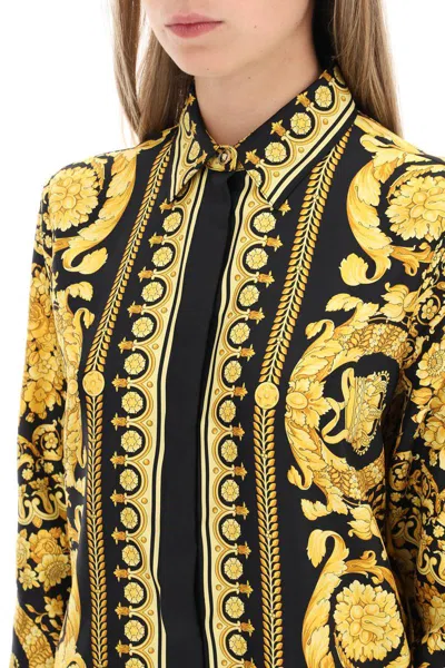 Shop Versace Barocco Silk Shirt In Giallo
