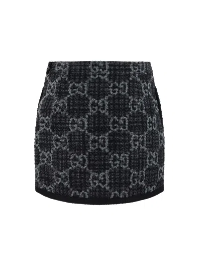 Shop Gucci Skirts In Dar Grey/grey