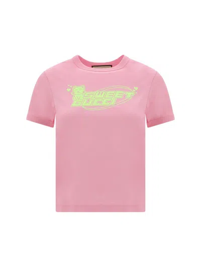 Shop Gucci T-shirts In Sugar Pink/mc