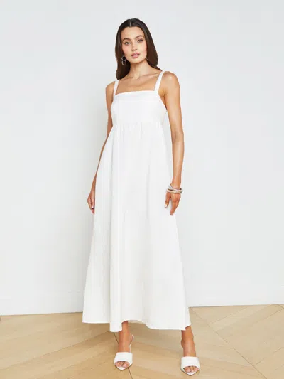 Shop L Agence Jessamy Linen-blend Dress In Ivory