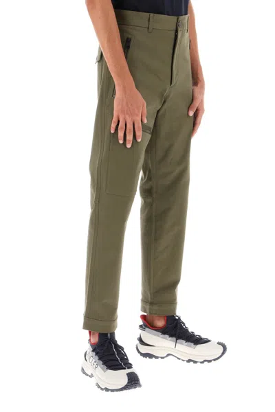 Shop Moncler Stretch Cotton Pants Men In Green