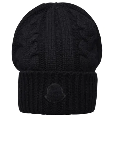 Shop Moncler Woman  Black Cashmere Cap