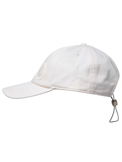 Shop Moncler Woman  Cream Cotton Hat