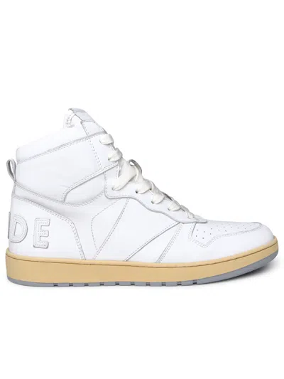 Shop Rhude Man  Rhechess Sneakers In White Leather