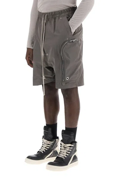 Shop Rick Owens Faille Cargo Shorts Men In Gray