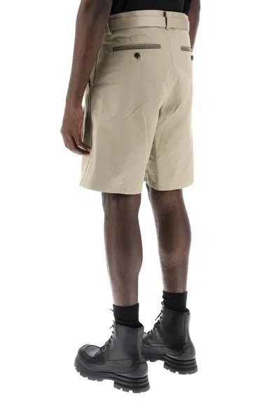 Shop Sacai Cotton Belted Shorts Men In Cream