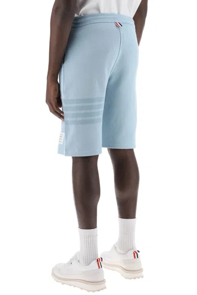 Shop Thom Browne 4-bar Shorts In Cotton Knit Men In Blue