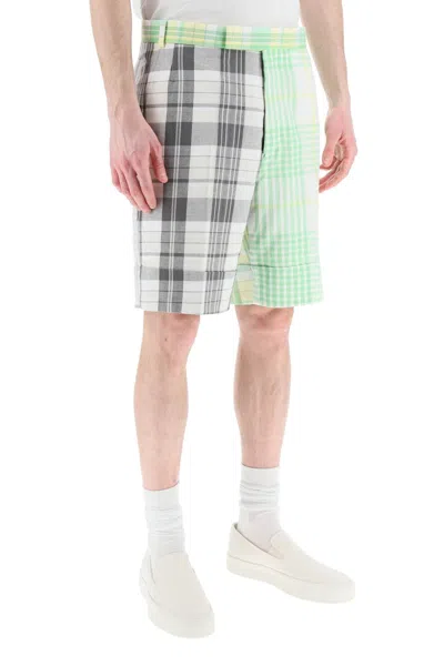 Shop Thom Browne Funmix Madras Cotton Shorts Men In Multicolor