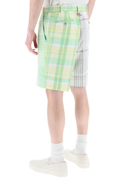 Shop Thom Browne Funmix Madras Cotton Shorts Men In Multicolor
