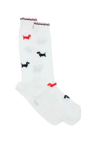 Shop Thom Browne Hector Socks In Cotton Piqué Women In White