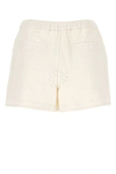 Shop Valentino Garavani Woman Ivory Lace Shorts In White