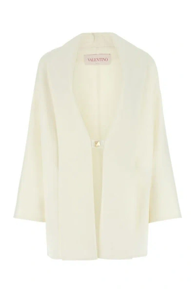Shop Valentino Garavani Woman Ivory Wool Blend Coat In White