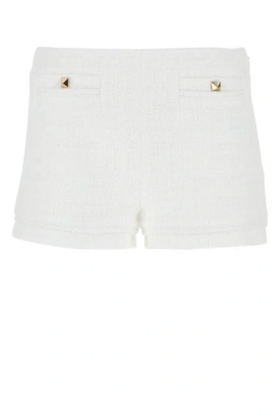 Shop Valentino Garavani Woman White Cotton Couture Tweed Shorts