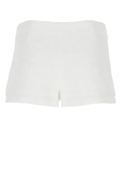 Shop Valentino Garavani Woman White Cotton Couture Tweed Shorts