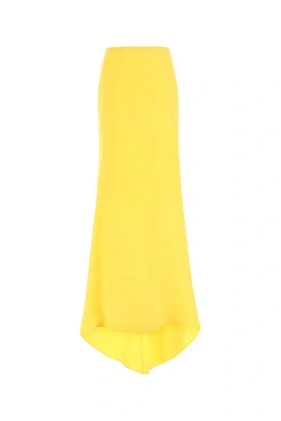 Shop Valentino Garavani Woman Yellow Crepe Skirt