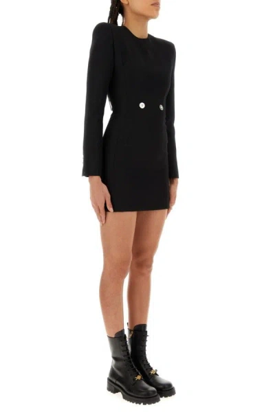 Shop Versace Woman Black Grain De Poudre Mini Dress