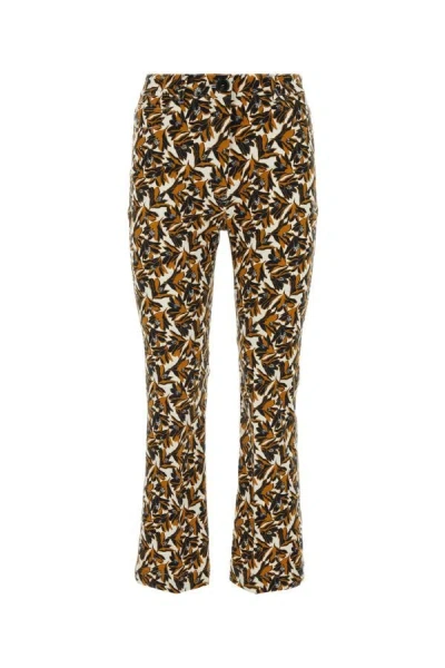 Shop Weekend Max Mara Woman Printed Stretch Cotton Gabrielle Pant In Multicolor