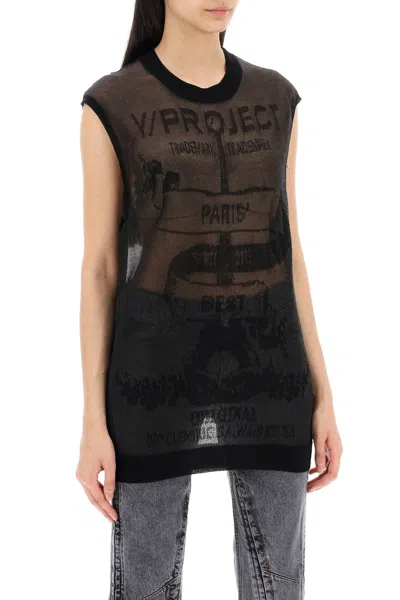 Shop Y/project Y Project "paris Transparent Knit Mesh Vest Women In Black