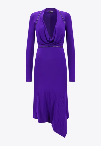 Shop Tom Ford Asymmetrical Convertible Midi Dress In Purple