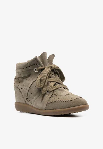 Shop Isabel Marant Bobby Wedge Sneakers In Gray